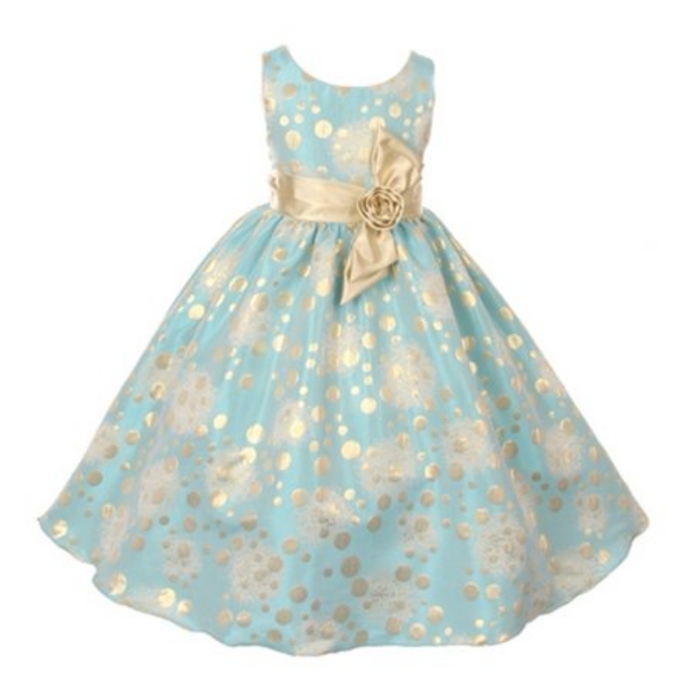 Aqua Gold Dress - Flower Girl